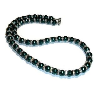 Teal Pearl and Swarovski Crystal necklace